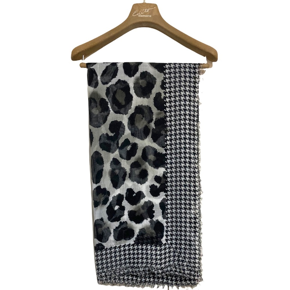 NICOLE MARCIANO•HOUNDSTOOTH / ANIMAL PRINT SCARF•